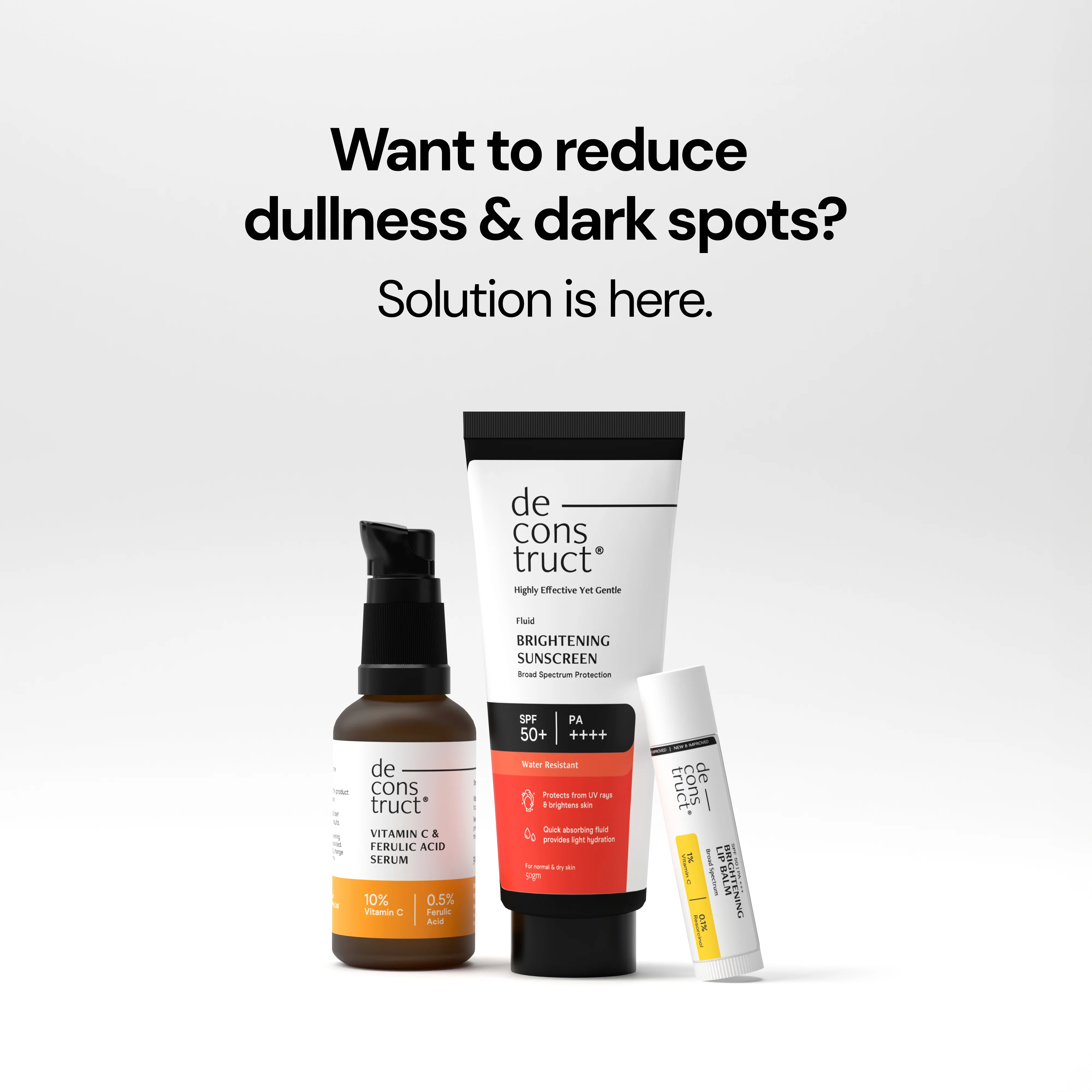 Bestseller Trio: Fluid Brightening Sunscreen + Vitamin C Serum + Brightening Lip Balm - Image 2